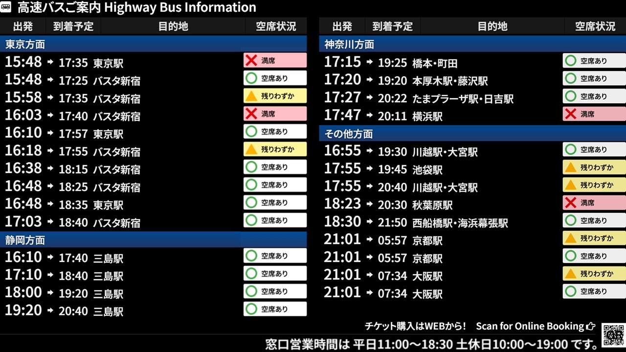 満空表示画面日本語